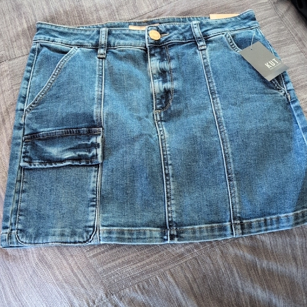 Kut from the Kloth Blue Mini Cargo Skirt